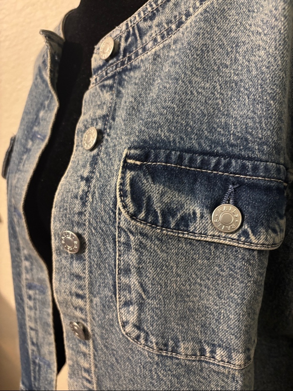 $278 Rails Capistrano Jacket Desert Sky Studded Denim Pocketed Jacket - Picture 8 of 14